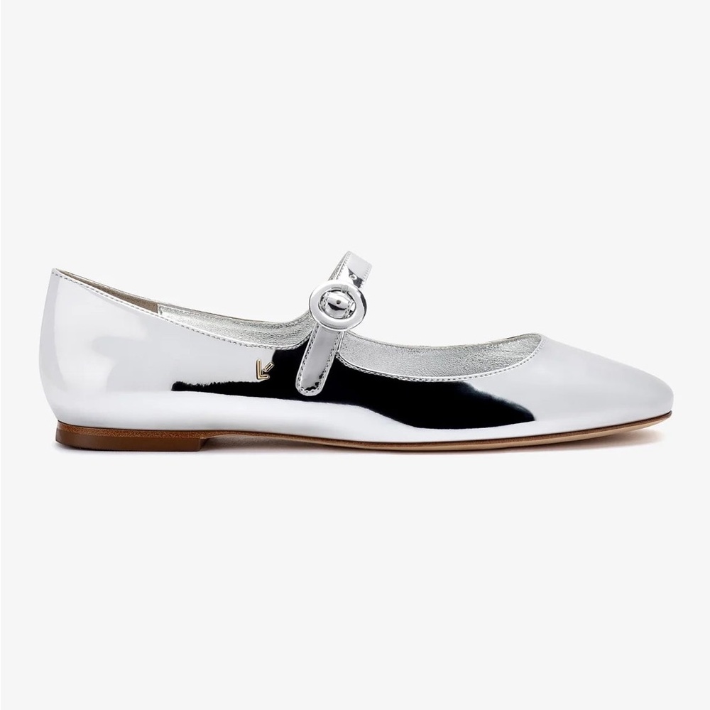 Larroude Silver Flats with Minimalist Design
